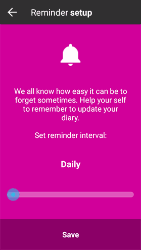 Buat dan kustomisasi pengingat diary.Create a diary reminder.